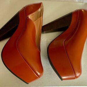 Robert Clergerie Burnt Orange Platform Heels